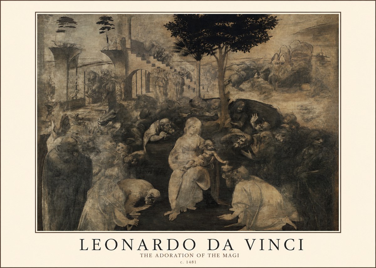 Leonardo da Vinci The Adoration of the Magi No2 - Poster