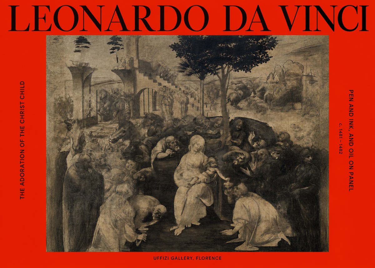 Leonardo da Vinci The Adoration of the Magi No6 - Poster