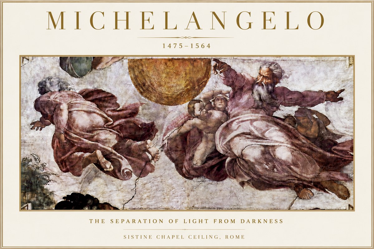 Michelangelo The Separation of Light from Darkness No4 - Poster