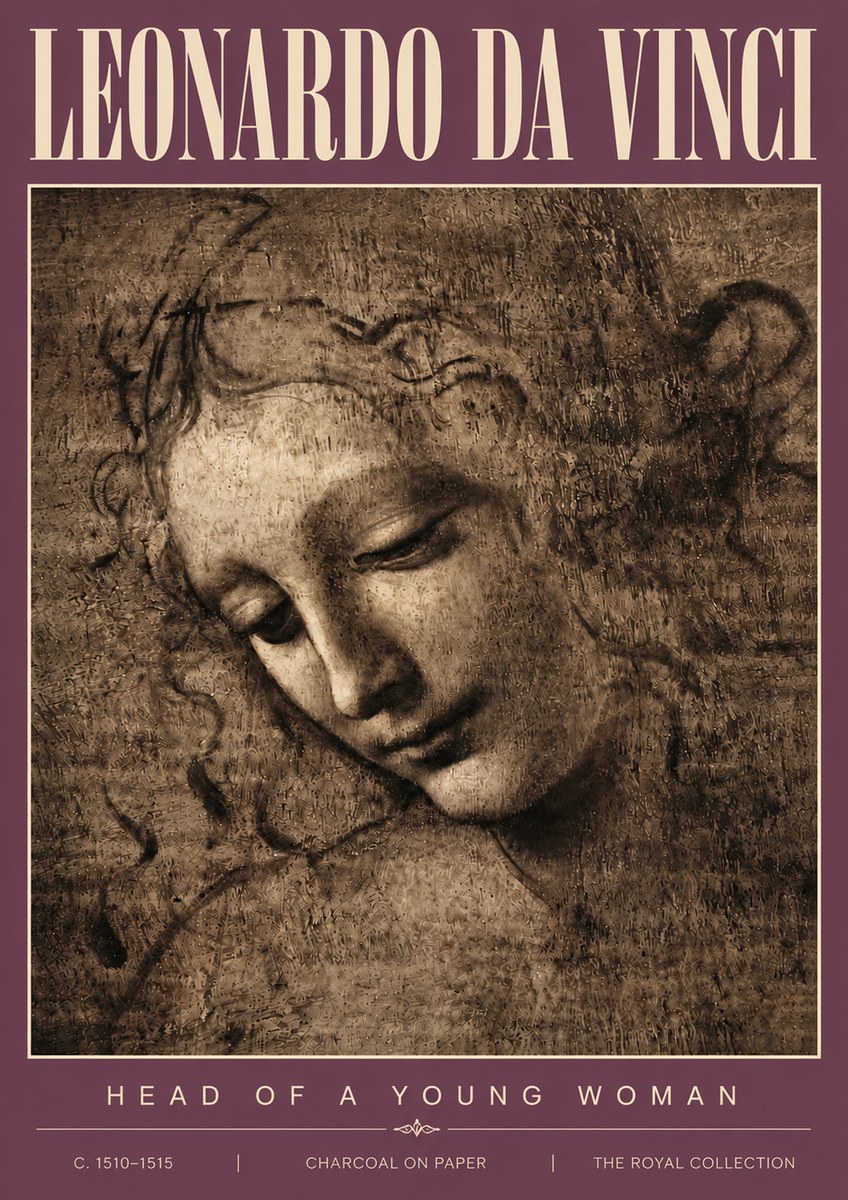 Leonardo da Vinci Head of a Young Woman II No4 - Poster