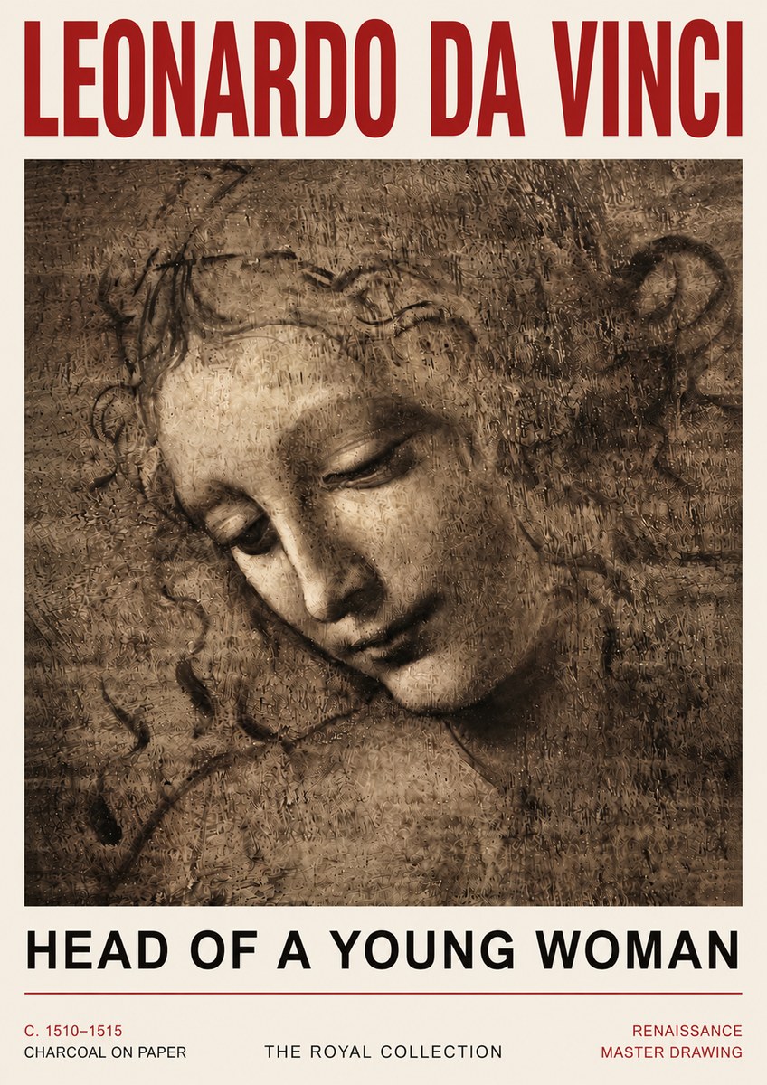 Leonardo da Vinci Head of a Young Woman II No5 - Poster