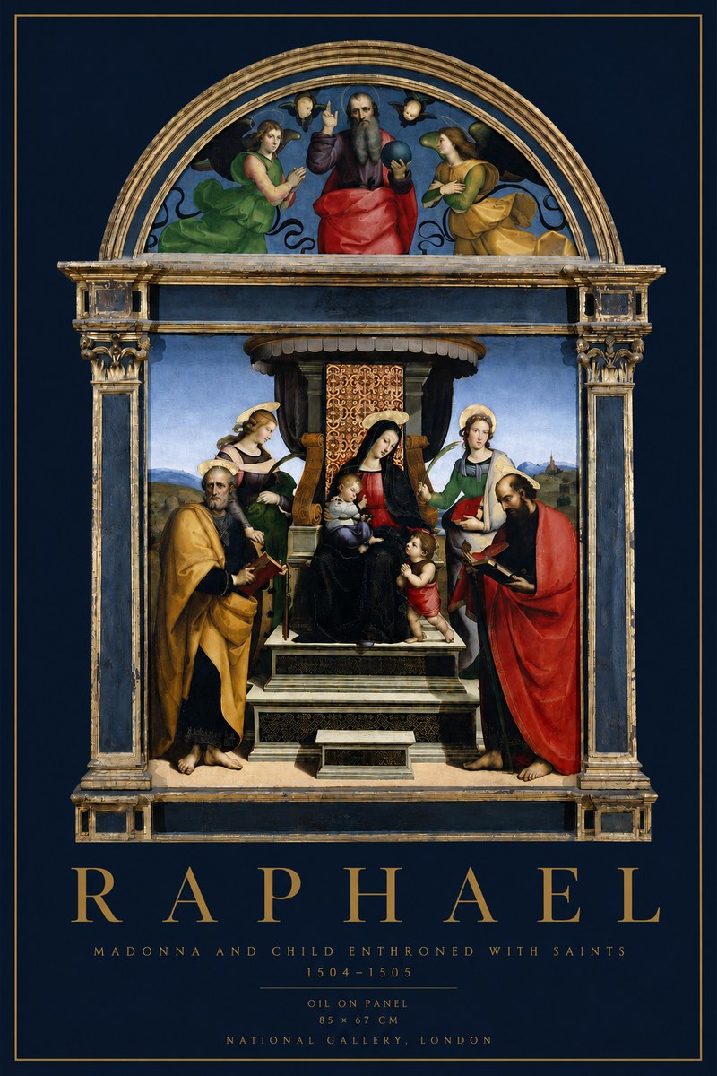 Raphael Madonna and Child Enthroned with Saints No3 - Poster