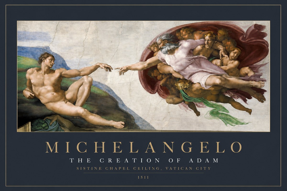 Michelangelo The Creation of Adam No2 - Poster