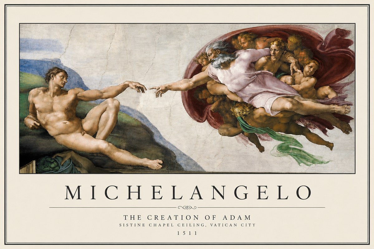 Michelangelo The Creation of Adam No3 - Poster