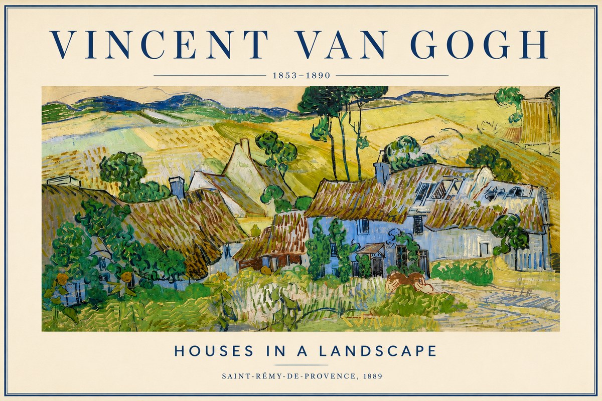 Van Gogh Houses in a Landscape No4 - Poster