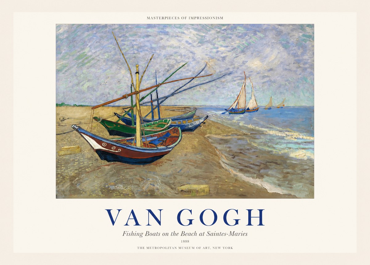 Van Gogh Fishing Boats on the Beach at Saintes-maries No1 - Poster