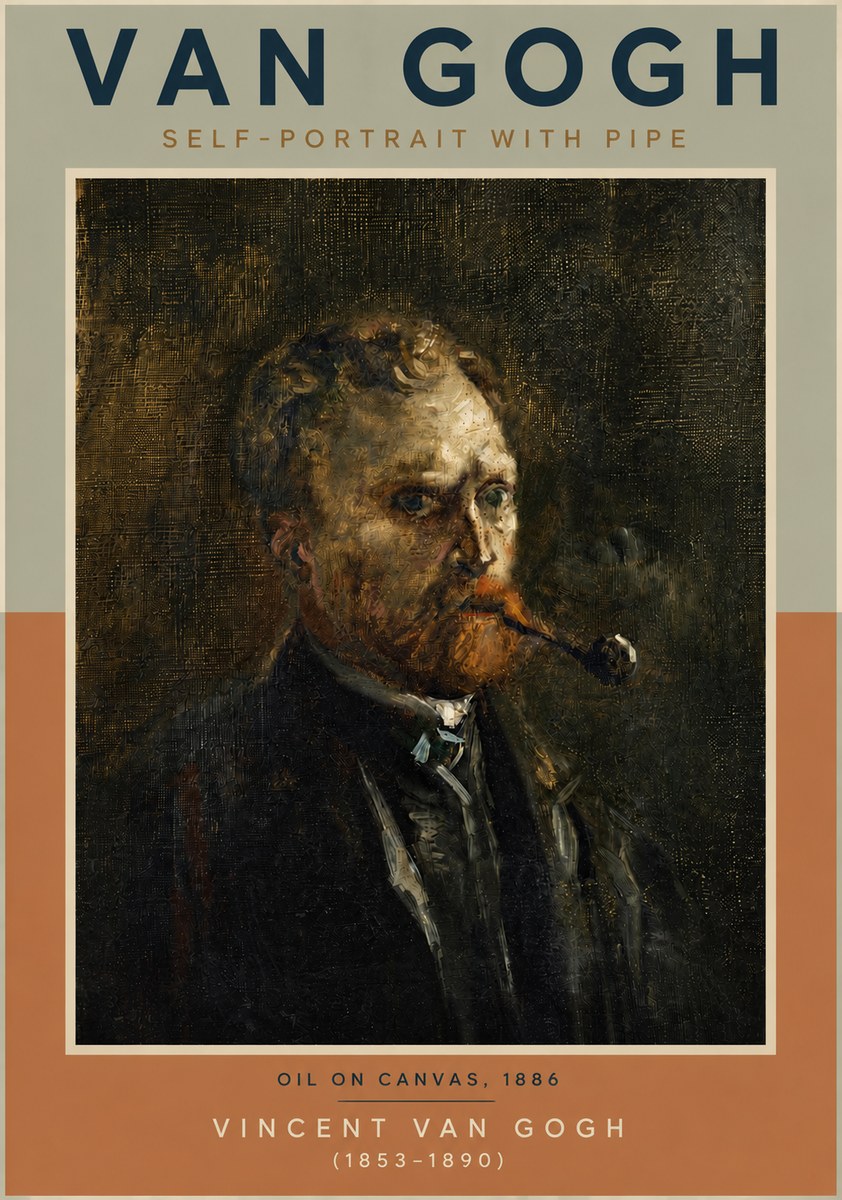 Van Gogh Self-portrait with Pipe No5 - Poster