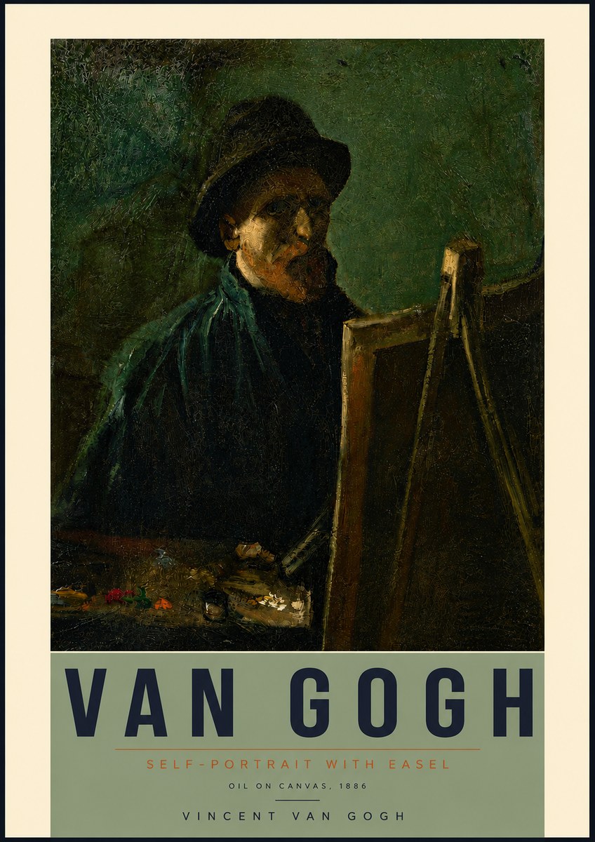 Van Gogh Self-portrait with Easel II No4 - Poster
