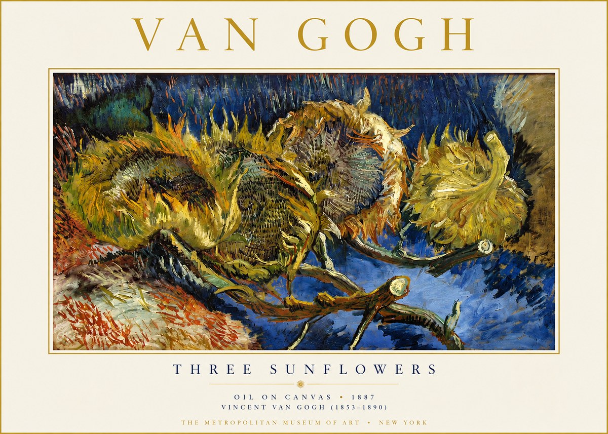 Van Gogh Three Sunflowers No3 - Poster
