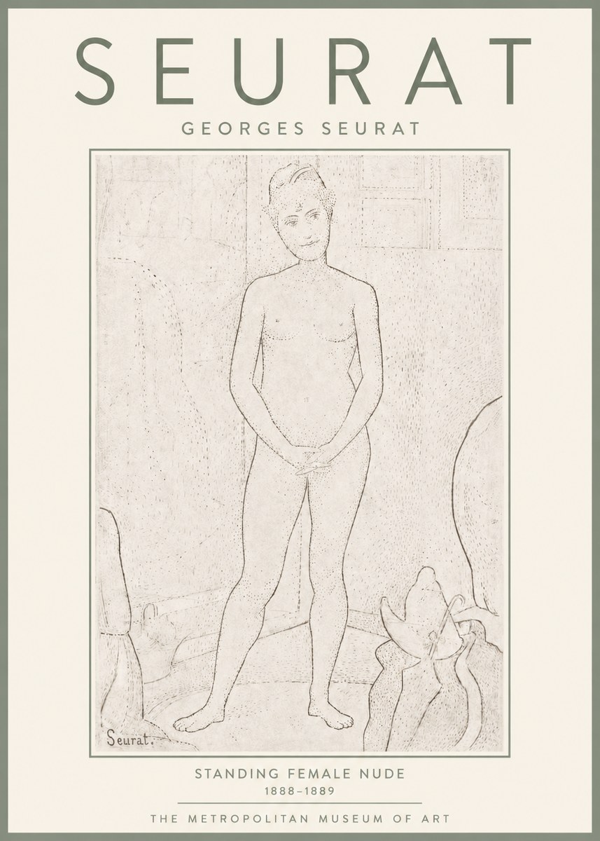 Seurat Standing Female Nude No4 - Poster