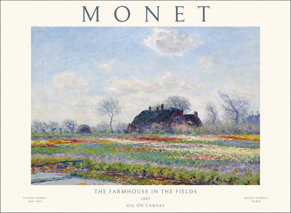 Monet The Farmhouse in the Fields No1 - Poster