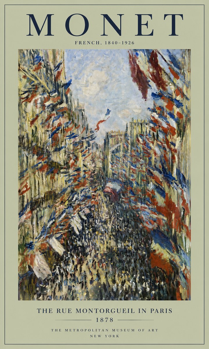 Monet The Rue Montorgueil in Paris No4 - Poster