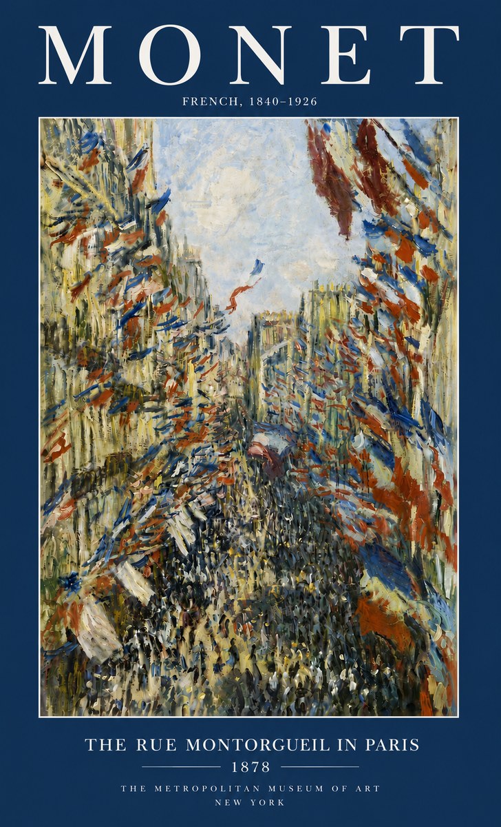 Monet The Rue Montorgueil in Paris No6 - Poster