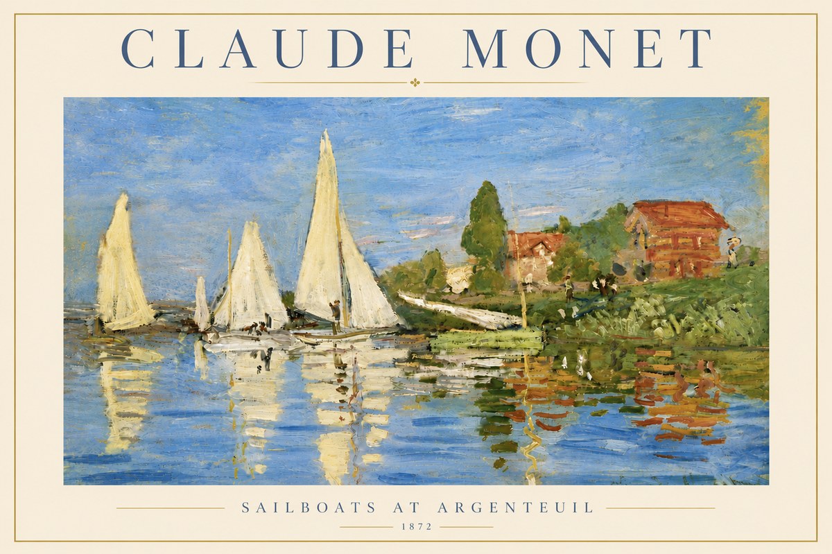 Monet Sailboats at Argenteuil No5 - Poster