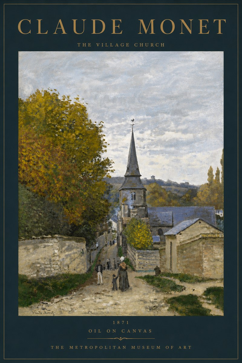 Monet The Village Church No6 - Poster