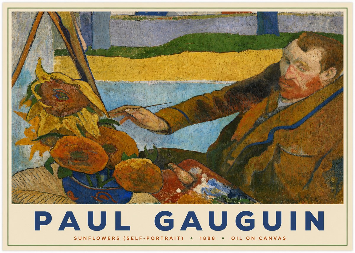 Paul Gauguin The Artist and His Sunflowers No5 - Poster