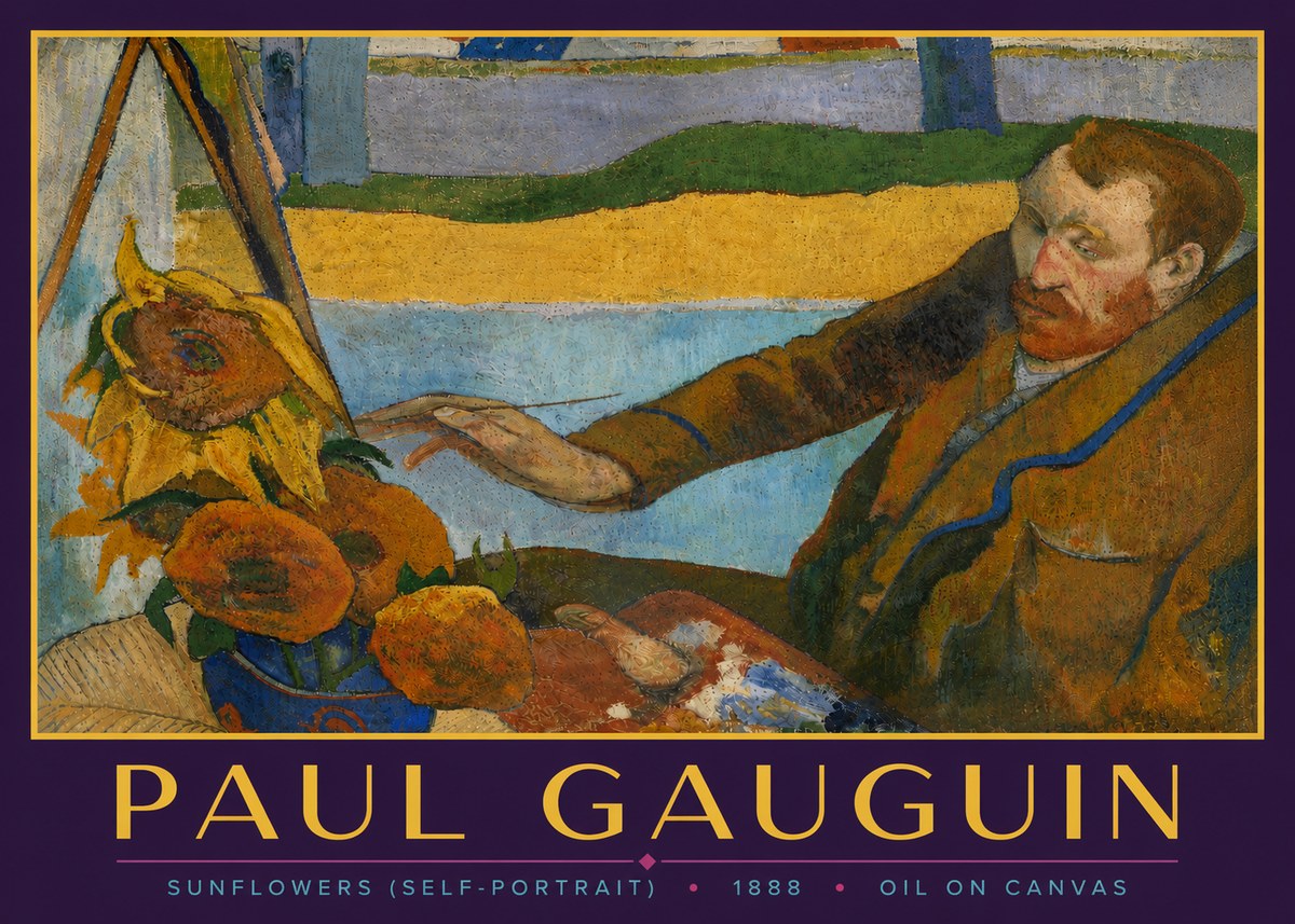 Paul Gauguin The Artist and His Sunflowers No6 - Poster