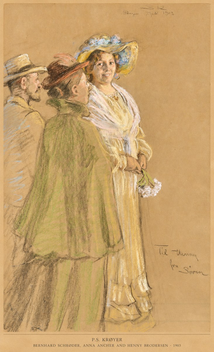 P.S. Krøyer Bernhard Schrøder, Anna Ancher and Henny Brodersen No6 - Poster
