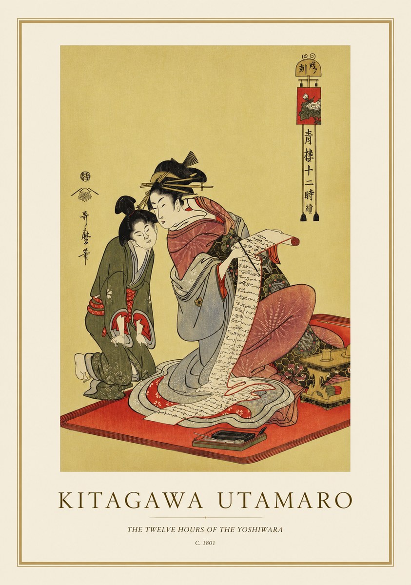 Kitagawa Utamaro The Twelve Hours of the Yoshiwara No1 - Poster