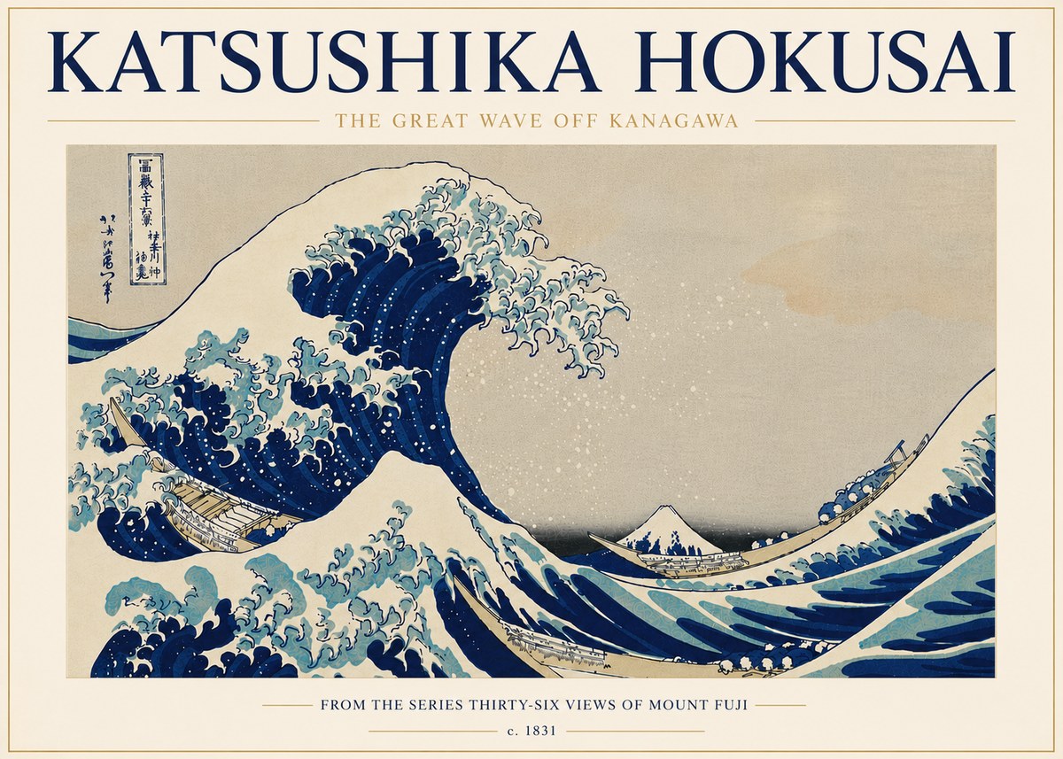 Katsushika Hokusai The Great Wave off Kanagawa I No7 - Poster