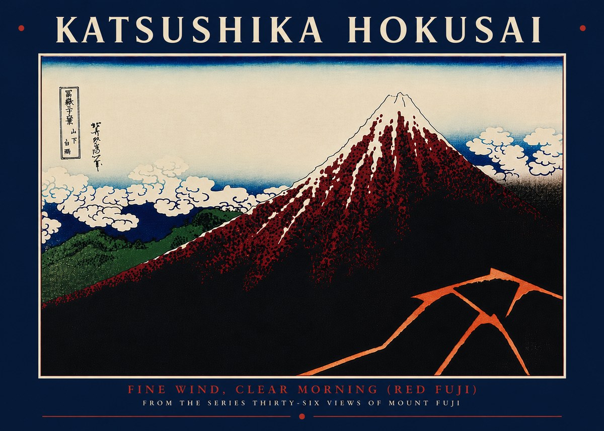 Katsushika Hokusai Fine Wind, Clear Morning (Red Fuji) II No8 - Poster