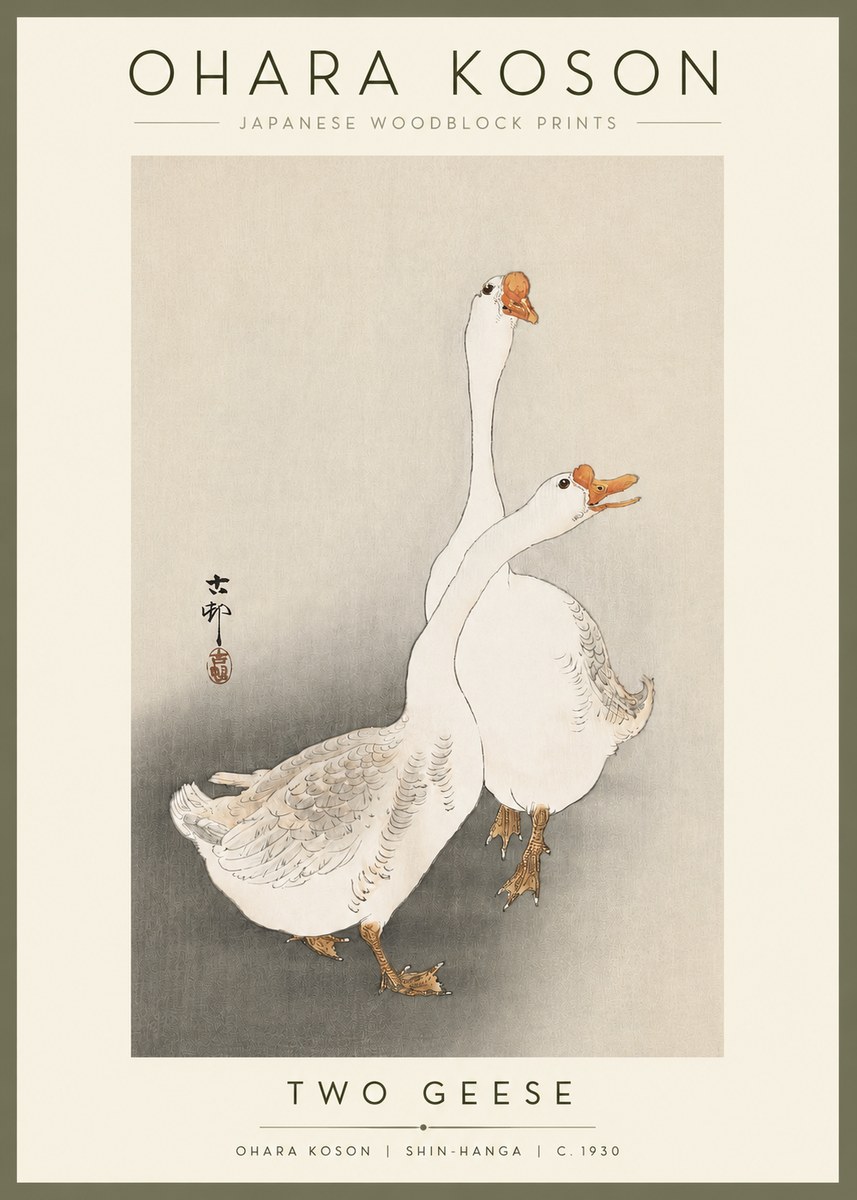 Ohara Koson Two Geese No2 - Poster