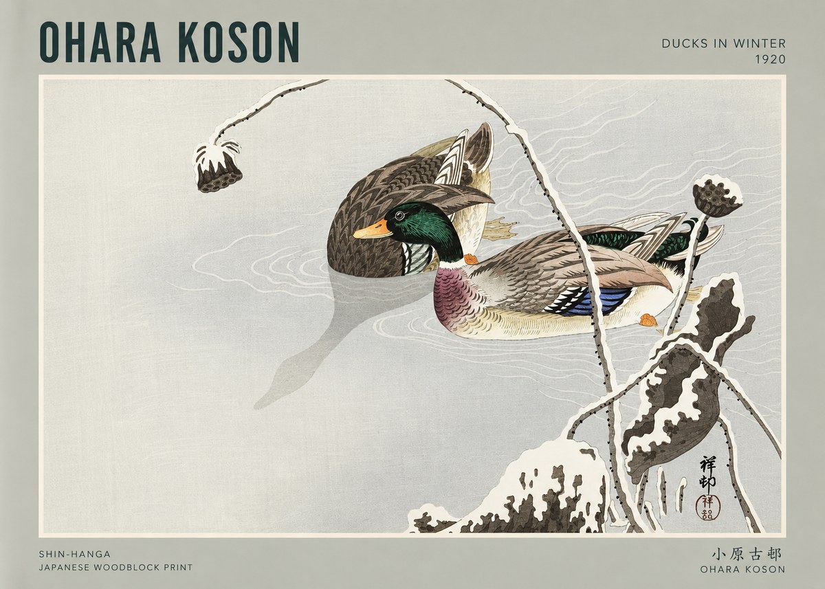 Ohara Koson Ducks in Winter No3 - Poster