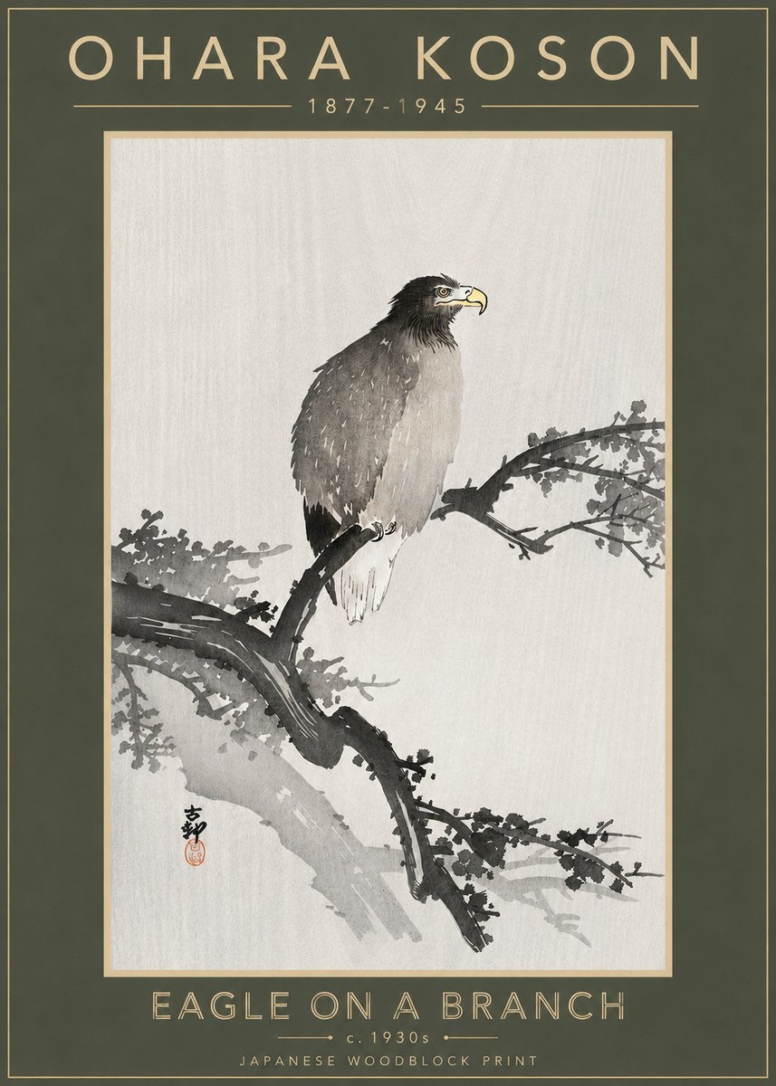 Ohara Koson Eagle on a Branch I No4 - Poster