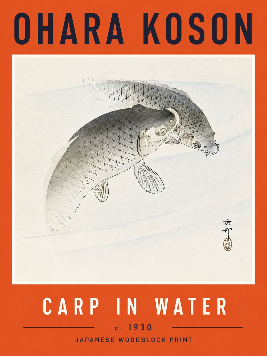 Ohara Koson Carp in Water No6 - Poster