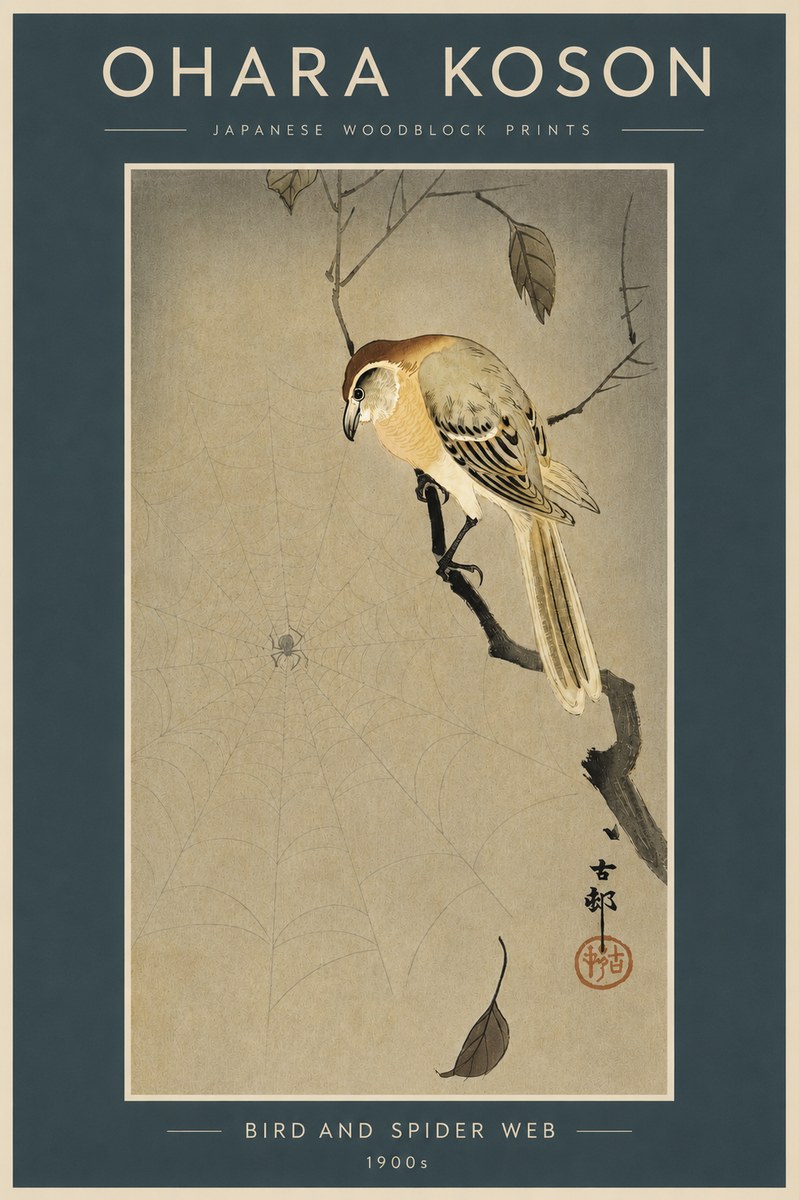 Ohara Koson Bird and Spider Web I No4 - Poster