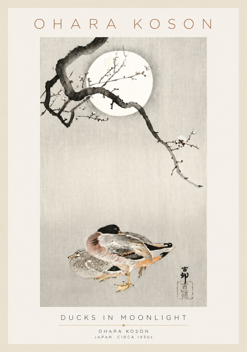 Ohara Koson Ducks in Moonlight No3 - Poster