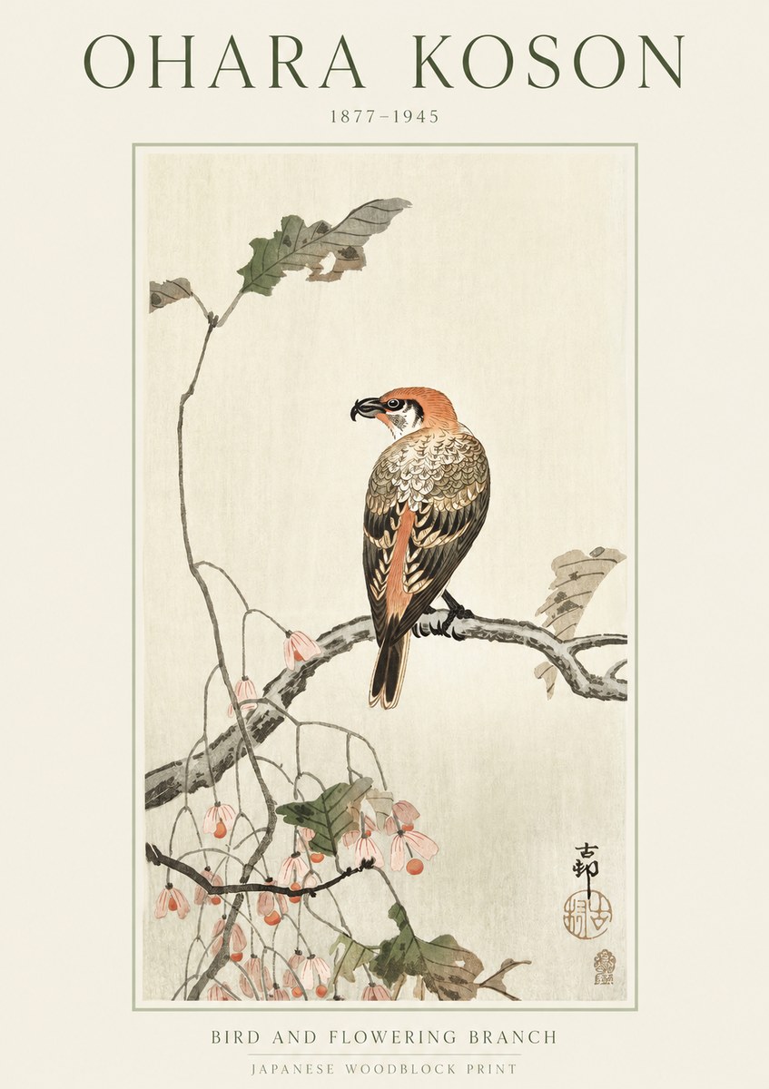 Ohara Koson Bird and Flowering Branch No1 - Poster