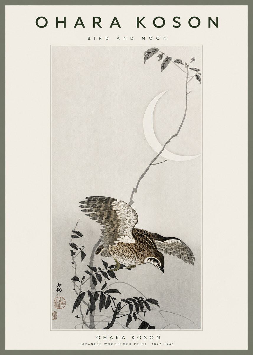 Ohara Koson Bird and Moon No2 - Poster
