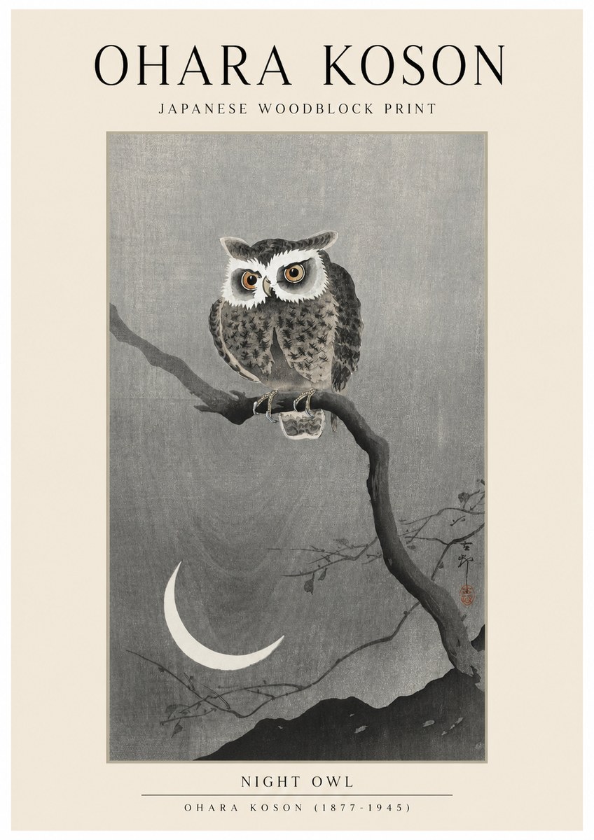Ohara Koson Night Owl No1 - Poster