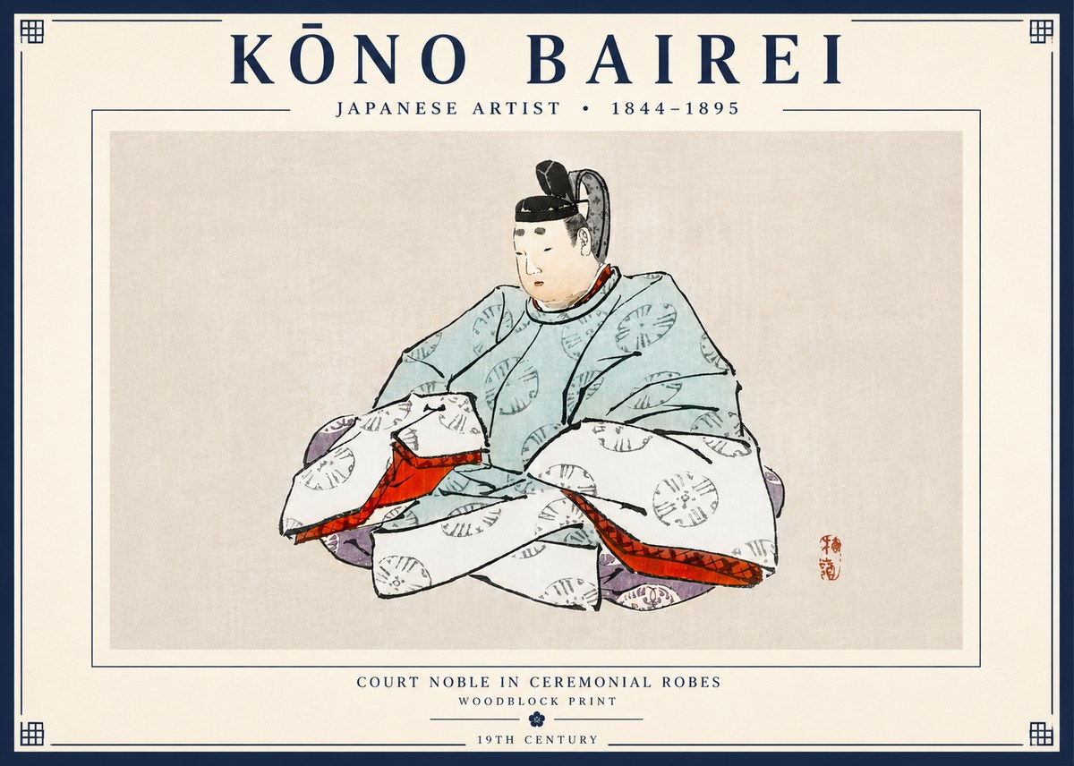 Kōno Bairei Court Noble in Ceremonial Robes No3 - Poster