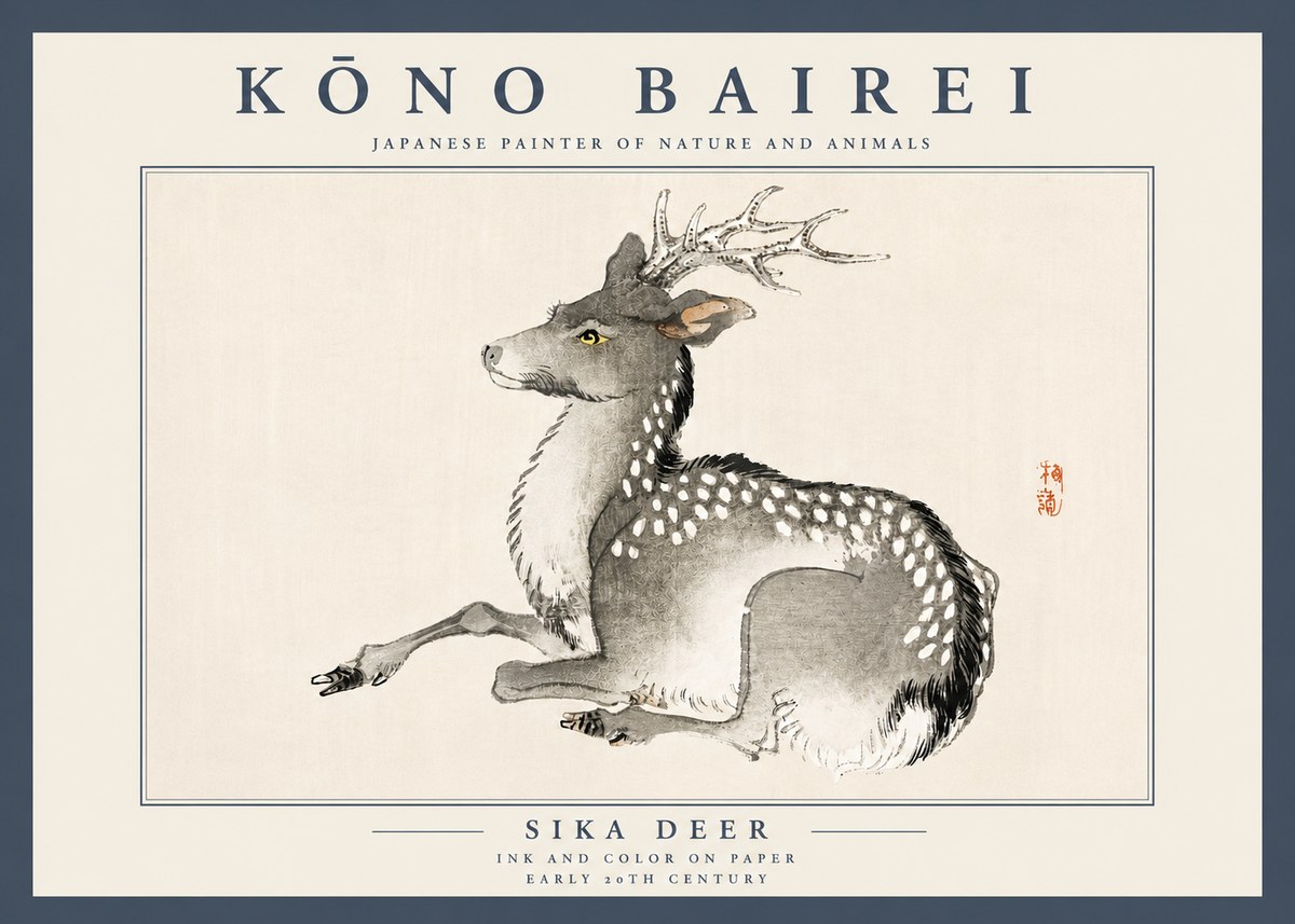 Kōno Bairei Sika Deer No4 - Poster