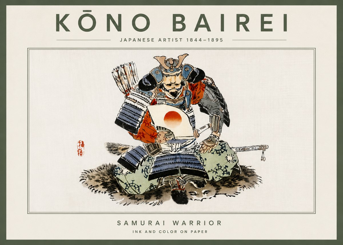 Kōno Bairei Samurai Warrior No4 - Poster