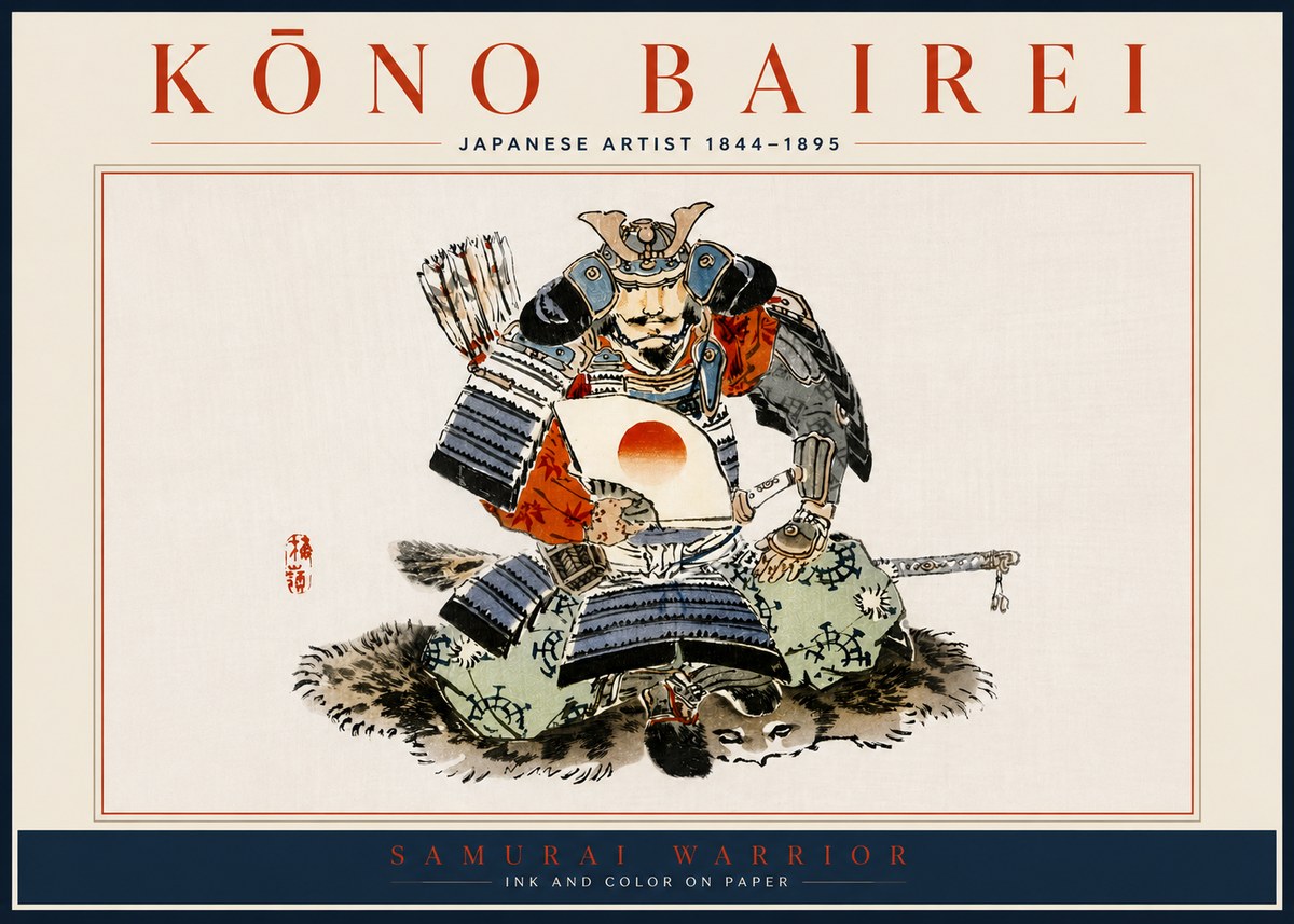 Kōno Bairei Samurai Warrior No5 - Poster