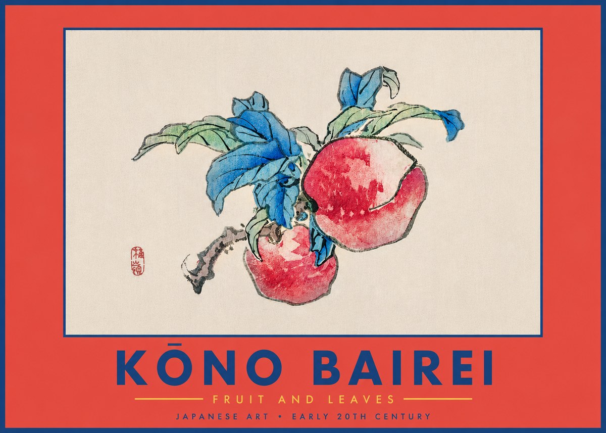 Kōno Bairei Fruit and Leaves No5 - Poster
