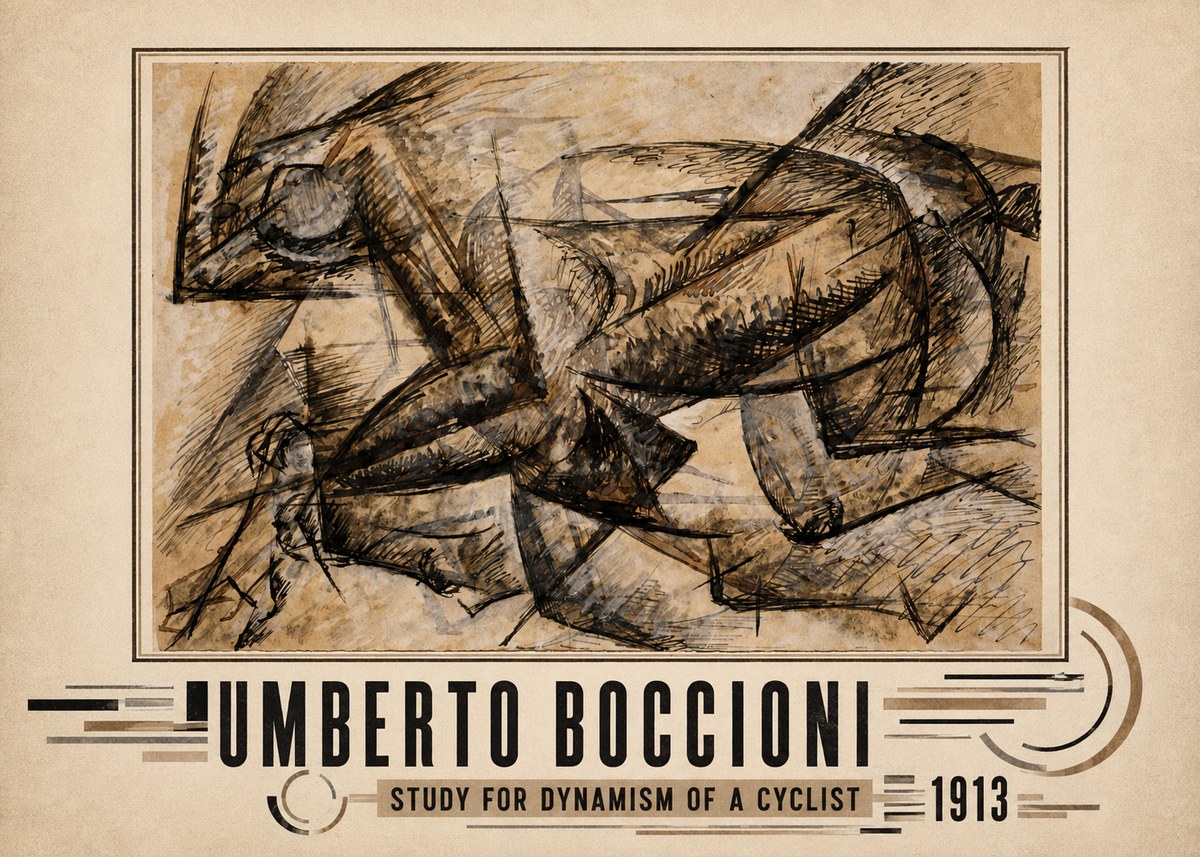 Umberto Boccioni Study for Dynamism of a Cyclist No3 - Poster