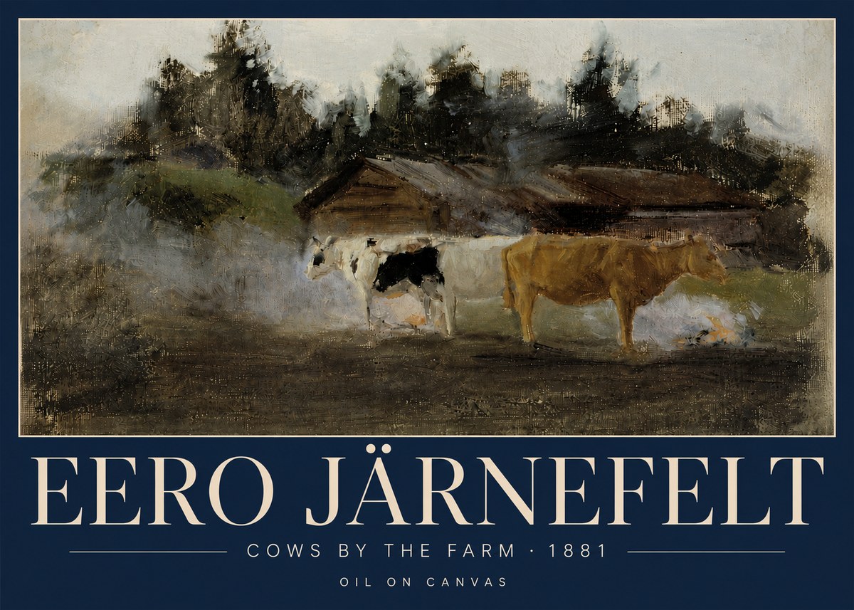 Eero Järnefelt Cows by the Farm · 1881 No5 - Poster