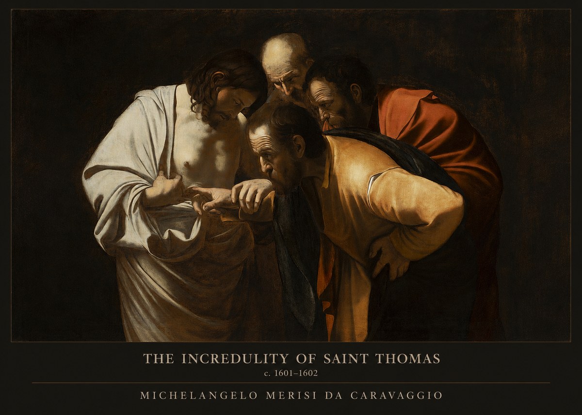 Michelangelo Merisi da Caravaggio The Incredulity of Saint Thomas III No5 - Poster
