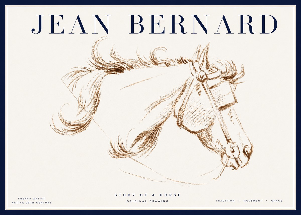 Jean Bernard Study of a Horse I No4 - Poster