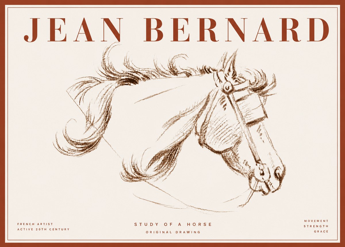 Jean Bernard Study of a Horse I No6 - Poster