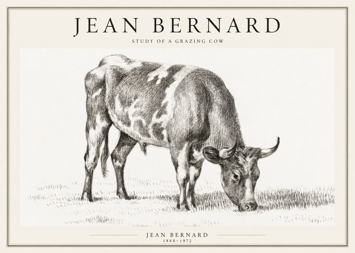 Jean Bernard Grazing Cow I No2 - Poster