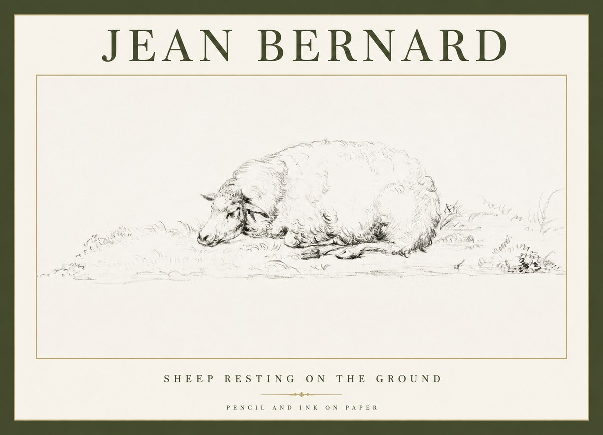 Jean Bernard Sheep Resting on the Ground No1 - Poster