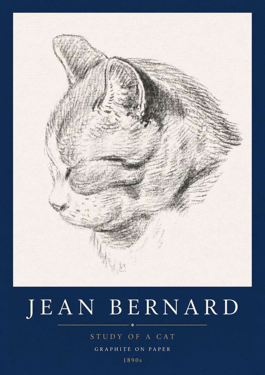 Jean Bernard Cat Study I No5 - Poster