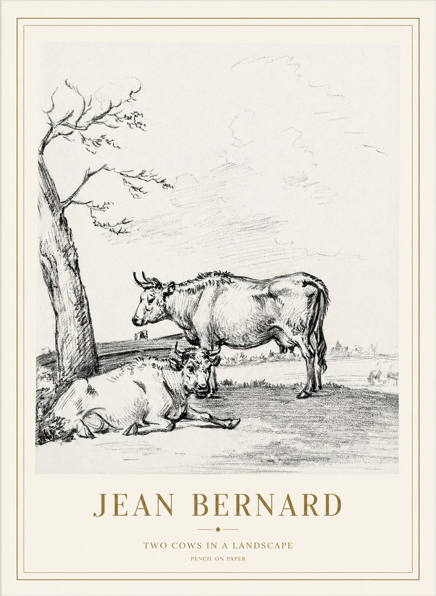Jean Bernard Two Cows in a Landscape No1 - Poster