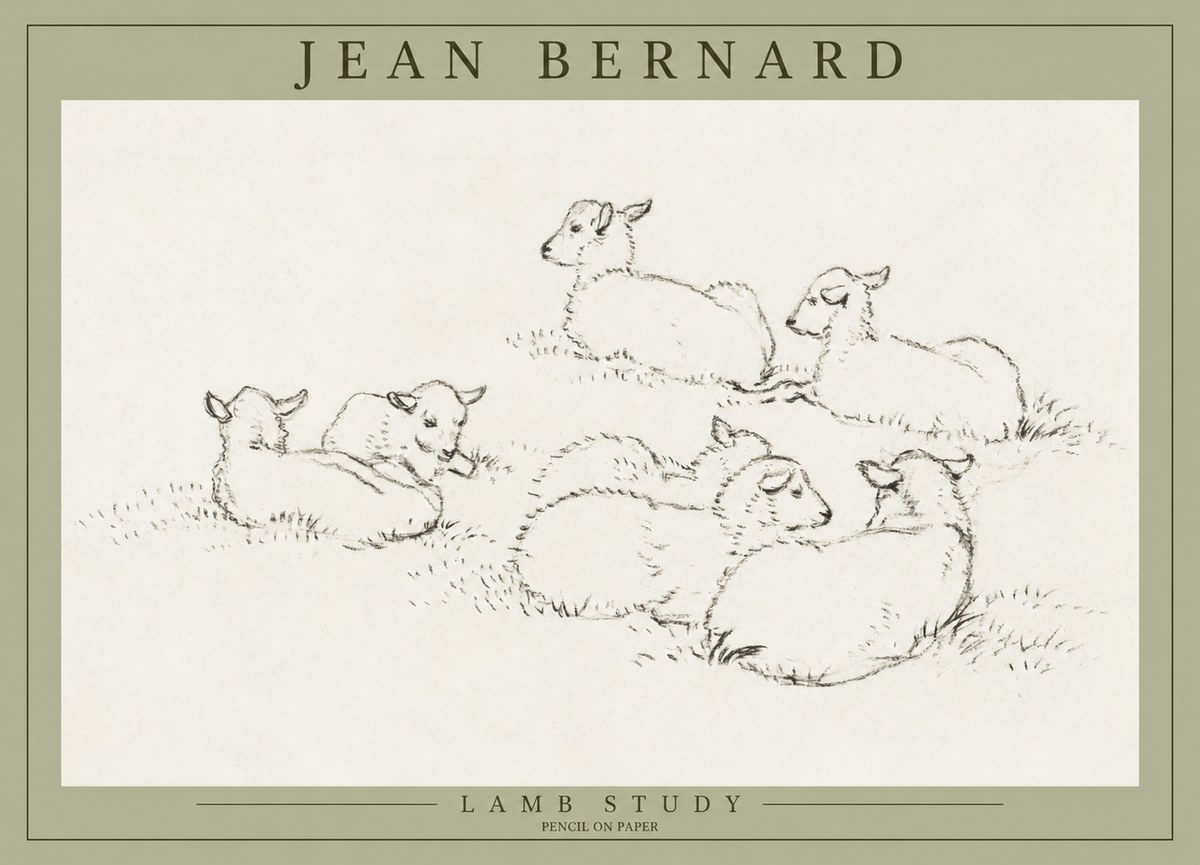 Jean Bernard Study of Lambs No3 - Poster