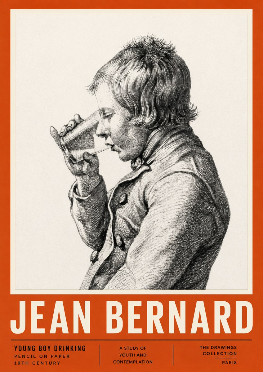 Jean Bernard Young Boy Drinking No2 - Poster